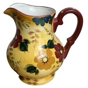 Vintage Discontinued Oneida Hand Painted Sunset Bouquet 60 fl oz Ceramic Pitcher